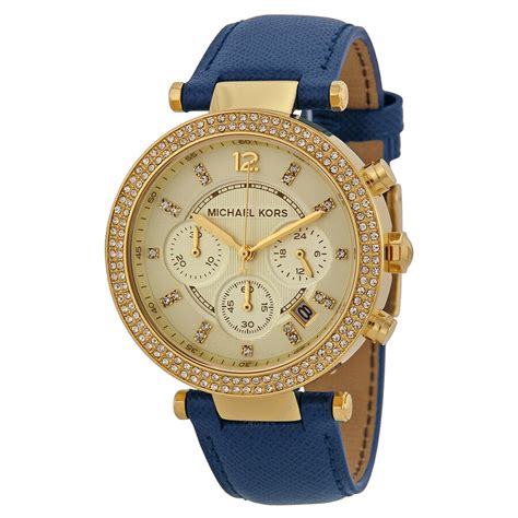 michael kors watch parker leather|Michael Kors parker chronograph watch.